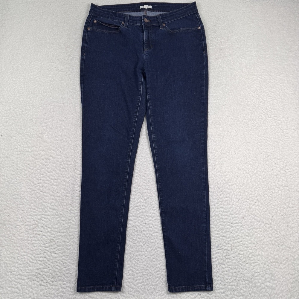 Eileen Fisher Jeans Womens 10 Skinny Dark Wash Stretch 30x30 Organic Cotton Blue